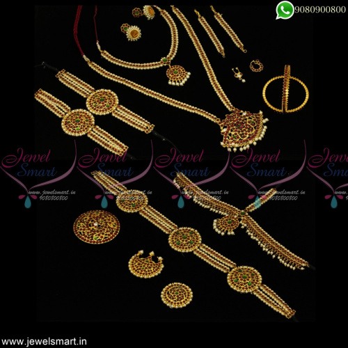 Classical Bharathanatyam Dance Jewellery Kemp Pearls Low Price Full Combo Set Online