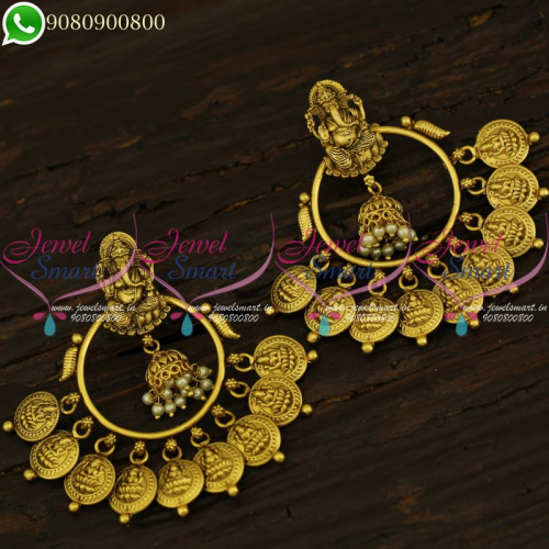 Coin Chandbali Earrings Bridal Jewellery New Temple Collections Online ER21128