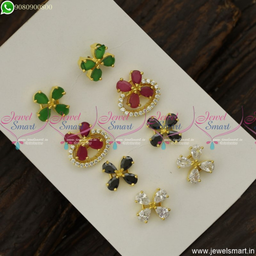 Floral Colour Changeable Ear Studs AD Stones Fashion Jewellery Designs Online ER23799
