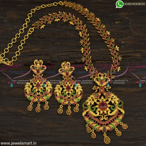 Constantly In Fashion One Gram Gold Necklace Set Fancy Peacock Pendant NL23084