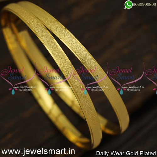 Copper Metal Made Gold Bangles Designs Daily Wear Polish Plain Finish  B23993