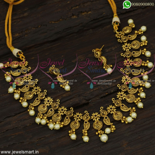 Crunchy Fashion Necklace Set Antique Gold Plated Jewellery Small Ear Studs NL22665