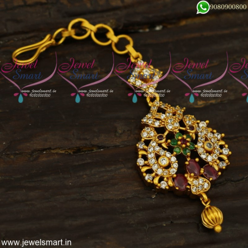 Cute CZ Nethichutti Designs Latest Maang Tikka Models Low Price Fashion Jewellery T23959