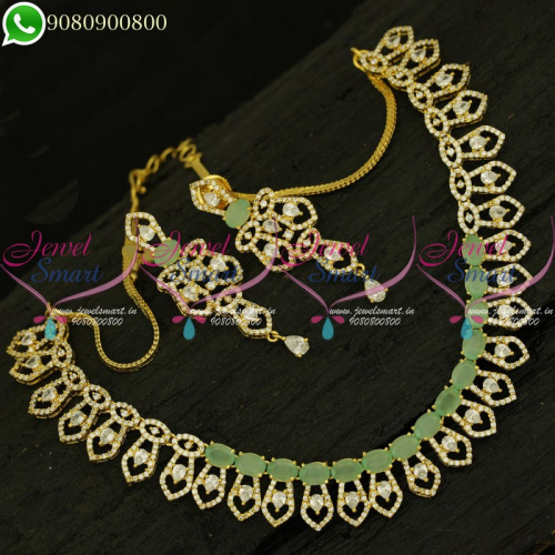 CZ Jewellery Necklace Set Online India Latest Designs Diamond Finish NL21002