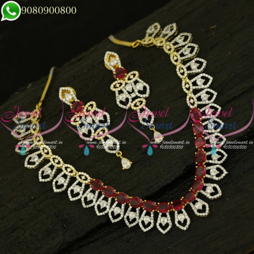 CZ Jewellery Trendy Necklace Set Online India Latest Designs Diamond Finish NL21005