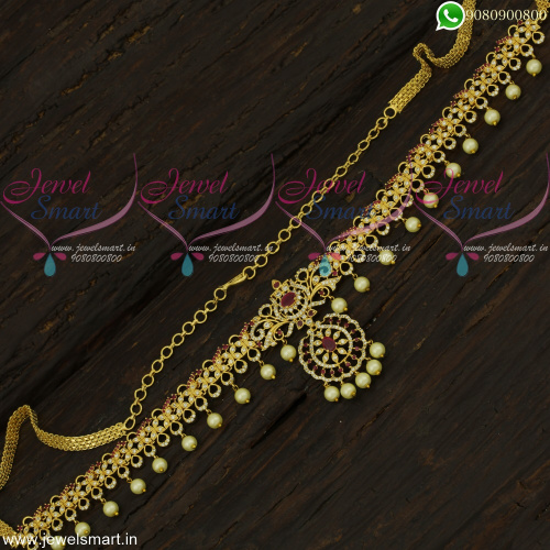 CZ Stones Bridal Jewellery Simple Hip Chain Flexible Vaddanam Designs Online H22442
