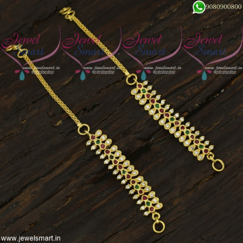 Simple CZ Stones Champaswaralu Ear Mattal Gold Plated Designs Online EC22036