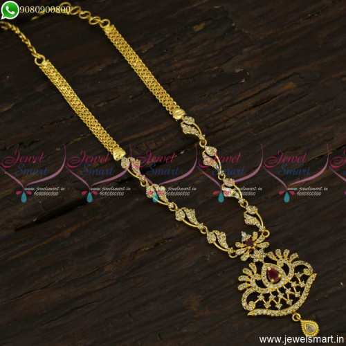 CZ Stones Necklace Designs South Indian Gold Plated Daily Wear Jewellery