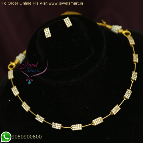 Elegant CZ Stones String Necklace Set: Latest Trending Fashion Jewellery Set NL26395