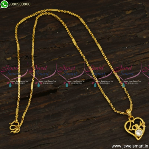 Daily Wear Capsule Chain Pendant Designs With Love Text Online CS23495