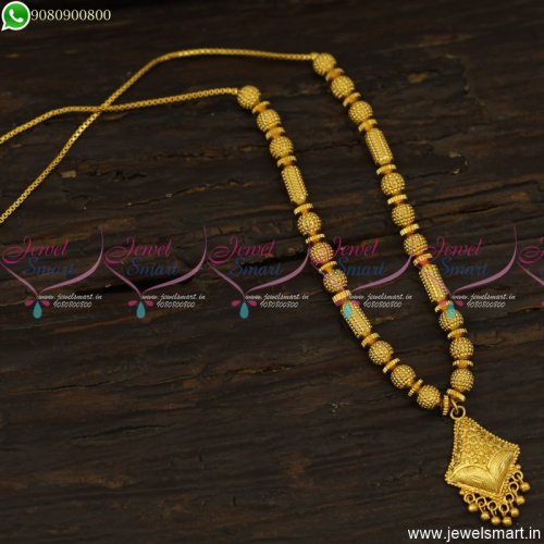 Daily Wear Simple Beaded Chain Gold Plated Necklace Designs NL23701