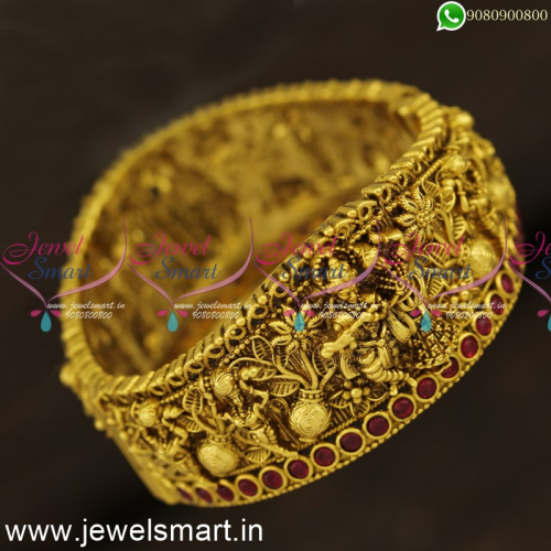 Dancing Lord Radha Krishna Nagas Gold Bridal Kada Bracelet Temple Jewellery B24301