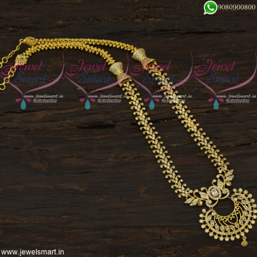 Dazzling Long Gold Necklace New Stone Chain Models Online Offer Price