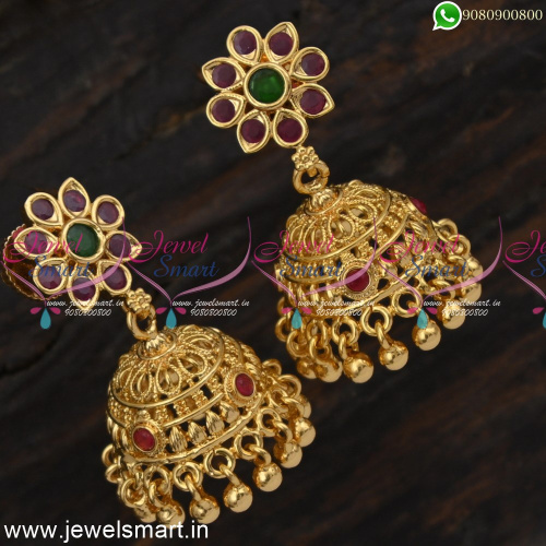 Dazzling One Gram Gold Jhumkas Online Medium Size Trending Jewellery J24879