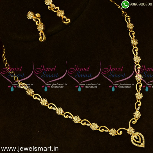 Delicate Light Weight Gold Necklace Designs Casting Jewellery Collections NL24937