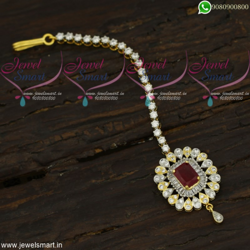 Designer Diamond Finish Maang Tikka Latest Accessories For Hair Online T22001