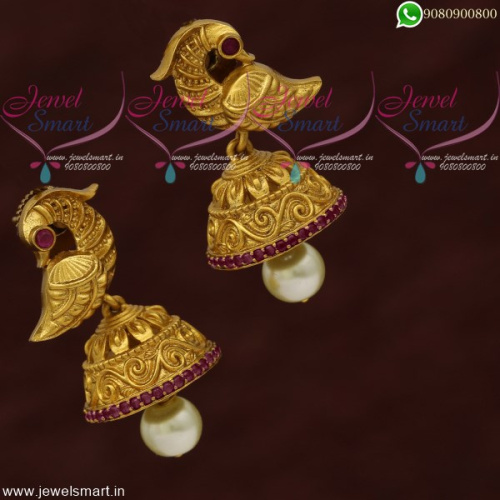 Designer Kammal Matte Look Jewellery Jhumka Earrings Peacock Collections J20712A