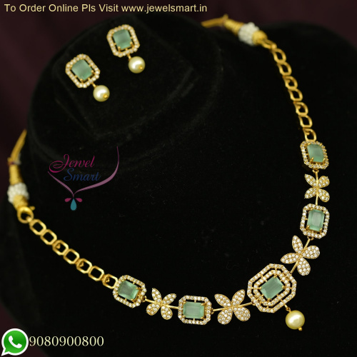 Exquisite Diamond-Inspired Monalisa Green Stones Necklace Set: Trending Fashion Jewellery NL26397