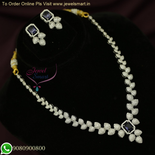 Dazzling Diamond Look CZ Necklace Set - Silver Plated Stone Jewellery Collections at Affordable Prices NL26370