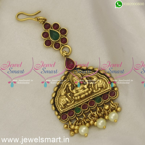 Divine Gajalakshmi Temple Jewellery Maang Tikka New Nethichutti Designs 