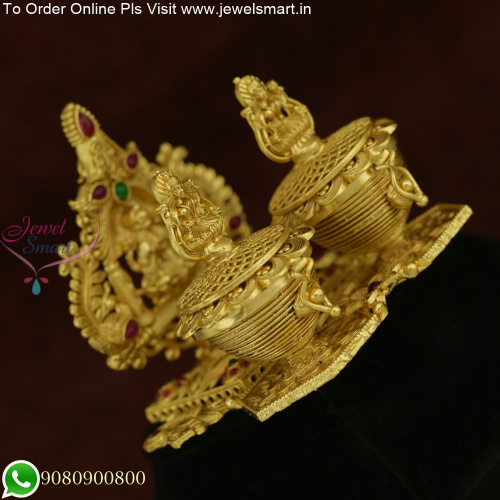 Divine Grace: One Gram Gold Kumkum Box with Temple-Inspired Design S25839