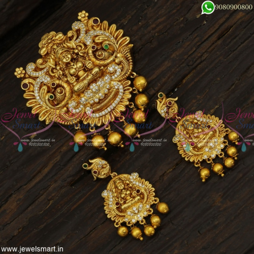 Divine Heavy Gold Pendant Design Handcrafted Nakshi Temple Jewellery Online PS23057