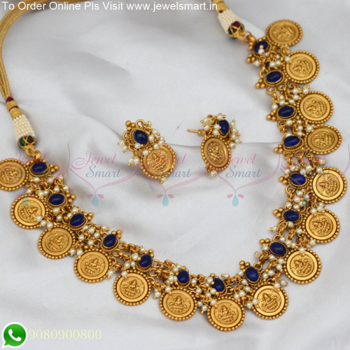 Divine Temple Jewellery Kasumalai Antique Guttapusalu Necklace Set NL25271