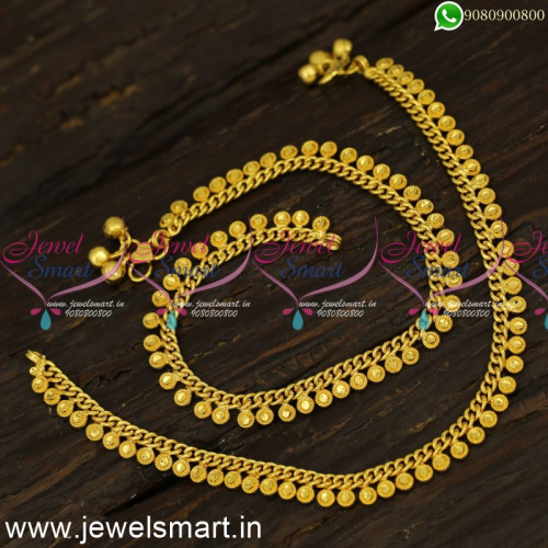 Dotted Jelebi Arumbu Anklet Designs Gold Plated Daily Wear Golusu P24161