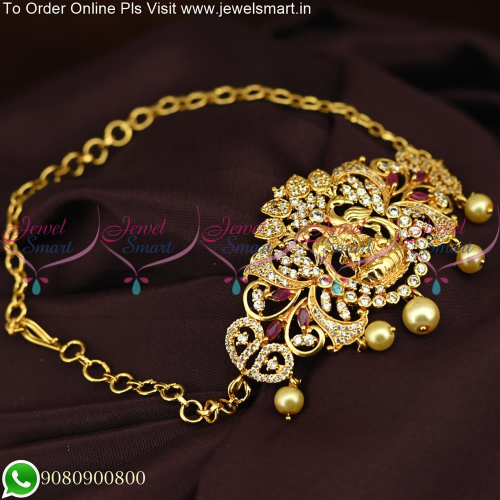 Ruby Emerald  CZ Fancy South Traditional Hand Jewellery Chain Vanki Collections Online ARN5426