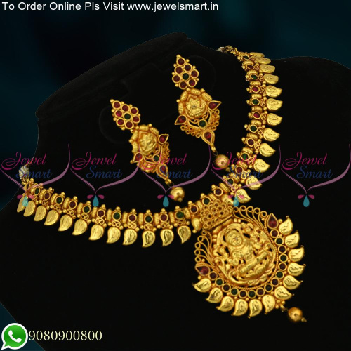 Temple Jewellery Necklace Set Reddish Yellow Gold Plated Online NL20492