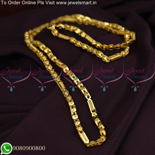 3 MM Gold Plated Chains Catalogue Model 24 Inches Daily Wear Covering Jewellery Online C23513
