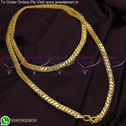 24 Inches Long Chain Designs In Gold Covering Jewellery For Daily Wear C22607