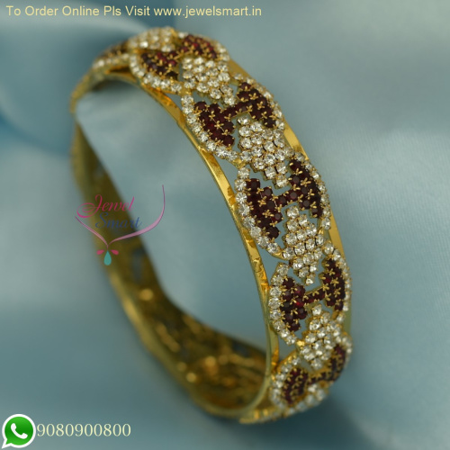 Affordable Party Wear Broad Gold Plated Colour Stone Bangles – Elegant Designs B26172