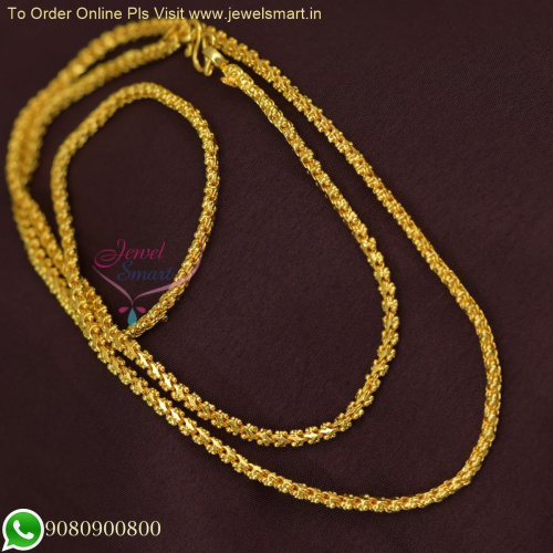 Distinctive Long Chain Designs Flexible Beads Design Gold Covering Jewellery Online C23169