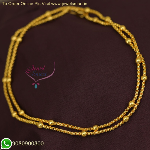 24 Inches Thin Gold Chain Designs With Golden Balls and Capsules C25162