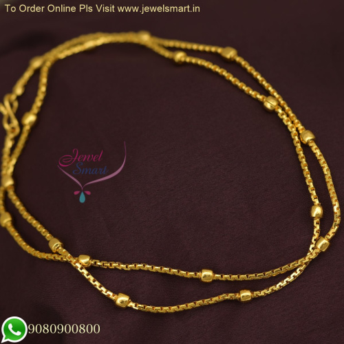 24 Inches Golden Ball Mugappu Thin Gold Chain Designs For Regular Wear