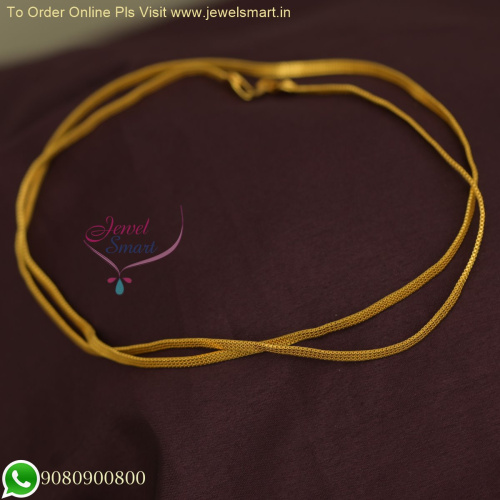 C19589 Gold Plated Chain Flat 3 MM Design Copper Metal 24 Inches Daily Wear Imitation