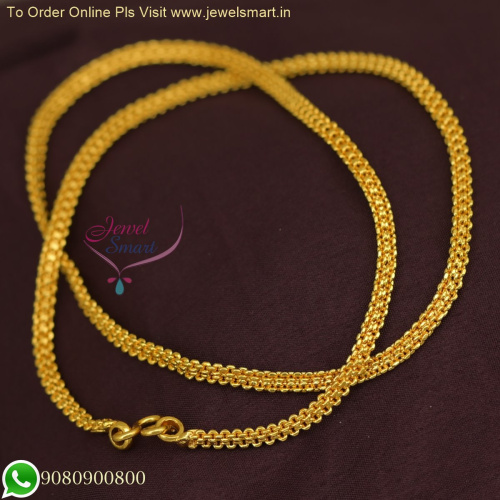 Fast Selling Flat Design Gold Covering Chains 18 Inches For Men Online C23240