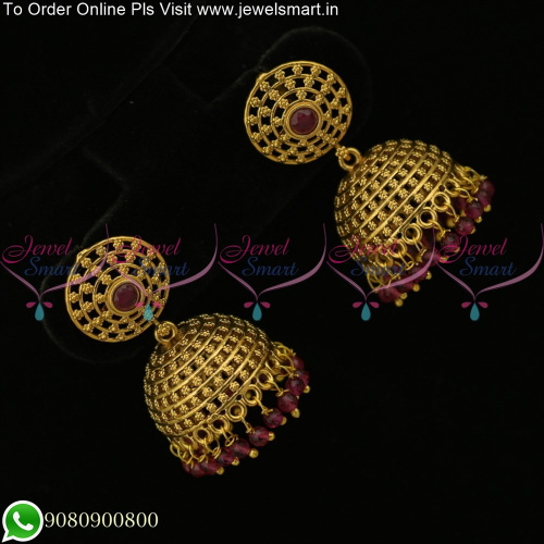 Exquisite Floral Dots Jhumka Earrings: Handcrafted with Precision and Style J25609