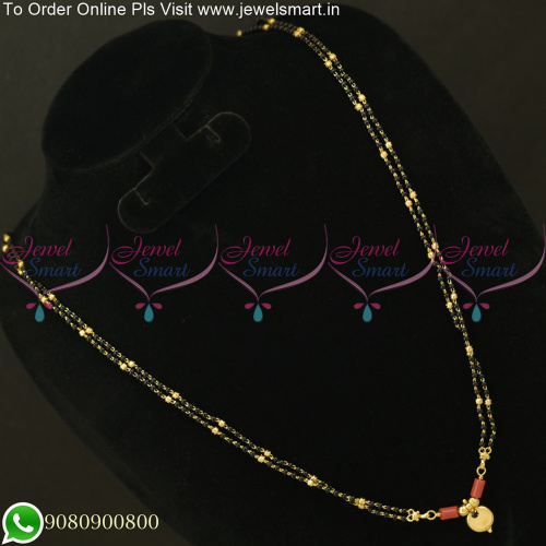 30 Inches Rettai Vadam Black Beads Mangalsutra Chain Designs With Pendant C25624
