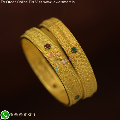 Leaf Design Gold Forming Bangles Trending South Indian Jewellery online B25631