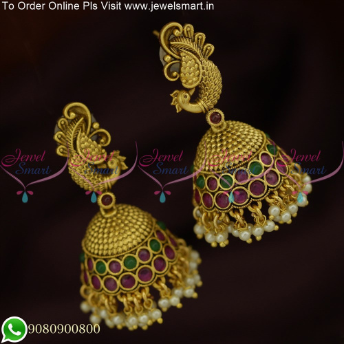 Exquisite Peacock Jhumka Earrings: Add a Touch of Elegance to Your Look J25641