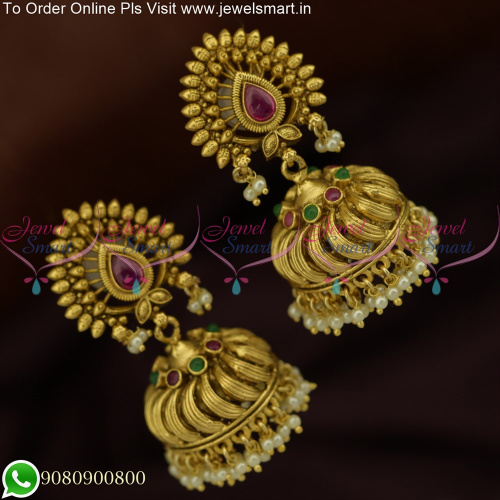 Stylish Antique Gold Jhumka Earrings Trending Artificial Jewellery Designs J25645