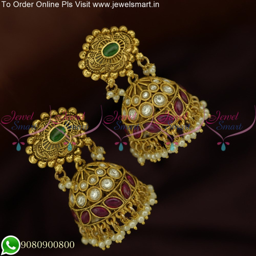 Add a Vintage Touch to Your Look with Traditional Antique Jhumka Earrings - Shop Now J25654
