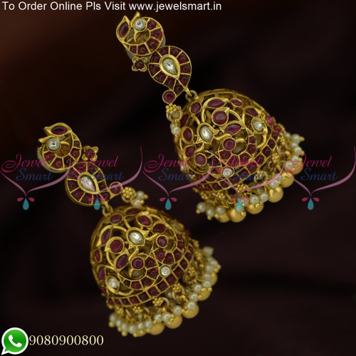 Enhance Your Traditional Look with Golden Beaded Jhumka Earrings - Shop Now J25649