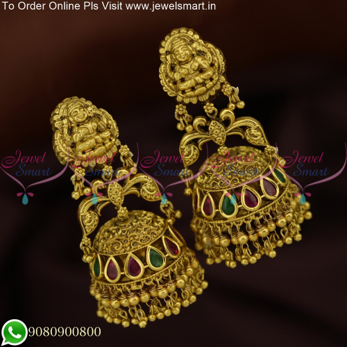 J1124 Antique Nagas Nakshi Temple Traditional Broad Big Jhumka Earrings Online