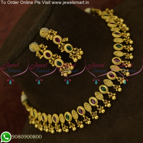 Kemp Gold Necklace Design with Golden Bead Drops - Traditional Charm with Contemporary Flair NL25657