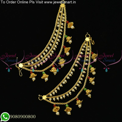 Bahubali Ear Chains Pearl Jewellery Mattal Collections Embroidery Accessory Online EC21860