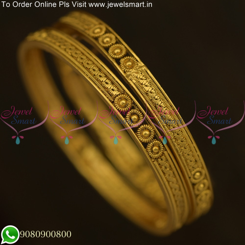 Add a Touch of Sweetness to Your Style with Our Jalebi Design Antique Gold Bangles B25693