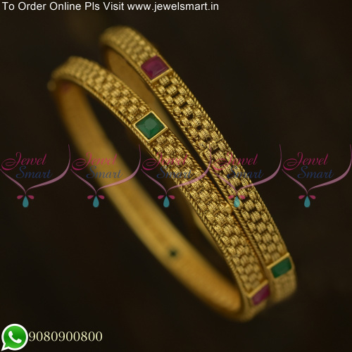 Elevate Your Look with Our Fancy Antique Gold Bangles Design B25699